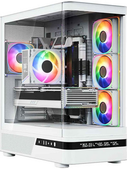 Modecom Volcano AQ200 White Gaming Midi Tower Κουτί Υπολογιστή RGB με Πλαϊνό Παράθυρο