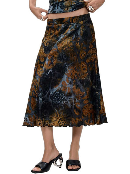 Desigual Μίντι Φούστα Υφασμάτινη Ψηλόμεση Navy Μπλε Ταμπά 26WWFK04-5030