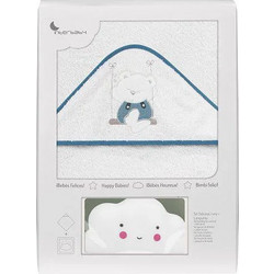 Interbaby Swing Βρεφικό Μπουρνούζι Κάπα Λευκό Πετρόλ 100x100cm