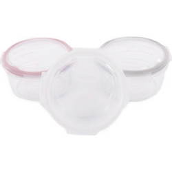 Bo Jungle Γυάλινα Δοχεία Φαγητού 3τμχ White Grey Pink