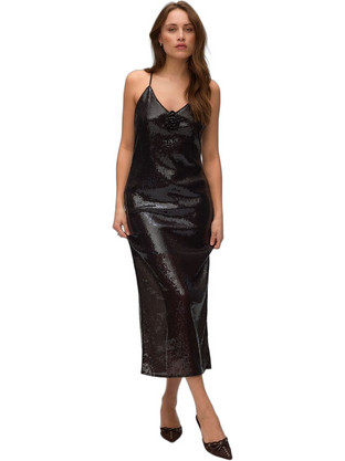 Vero Moda Midi Φόρεμα για Γάμο / Βάπτιση με Παγιέτες Σοκολατί 10354536