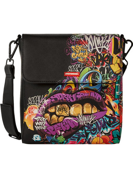 Sprayground Half Graffiti Lips Ανδρική Τσάντα Ώμου / Χιαστί Μαύρη 910B6831NSZ