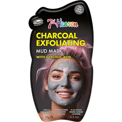 7th Heaven Charcoal Exfoliating Mud Glycolic Acid Κρεμώδης Μαύρη Μάσκα Προσώπου για Λάμψη με Άνθρακα 15gr