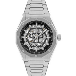 Philipp Plein Deluxe Ανδρικό Ρολόι Αυτόματο με Animal Print Παραλλαγής Ασημί Μεταλλικό Μπρασελέ PWAHA0126