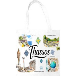 Tradesor Thassos Υφασμάτινη Τσάντα Θαλάσσης Ώμου Λευκή 35x40cm 871972