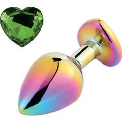 Kinksters Rainbow Heart Small Πρωκτική Σφήνα Diamond Plug 7cm Πράσινη