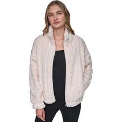 DKNY Γυναικεία Ζακέτα Fleece Μακριά με Φερμουάρ Εκρού DP6J9737-G0H