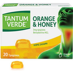 Angelini Tantum Verde Καραμέλες για Πονόλαιμο Μέλι & Πορτοκάλι 20τμχ