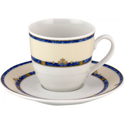 WM Collection Σετ Φλιτζάνια Espresso & Ελληνικού Καφέ Πορσελάνης Λευκά Κίτρινα 100ml 6τμχ N2172