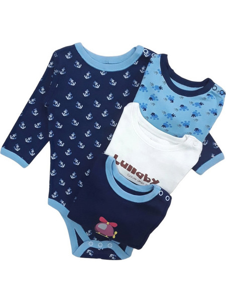 Lullaby Planet Σετ Φορμάκια Εσώρουχα Μακρυμάνικα για Αγόρι Navy Μπλε Λευκό Γαλάζιο 9990773