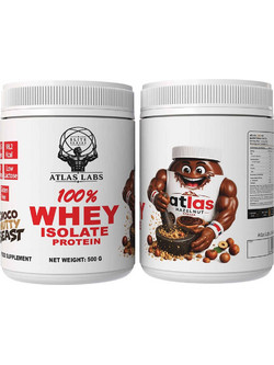 Atlas Labs Whey Isolate Choco Nutty Beast Πρωτεΐνη Ορού Γάλακτος Γράμμωσης Χωρίς Γλουτένη 500gr