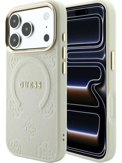 Guess Saffiano Peony Ring Magsafe Back Cover Beige (iPhone 18 Pro Max / 17 Pro Max)