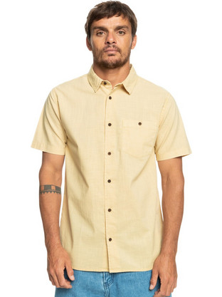 Quiksilver Ανδρικό Πουκάμισο Βαμβακερό Κοντομάνικο Κανονική Γραμμή Μπεζ EQYWT04474-YGY0