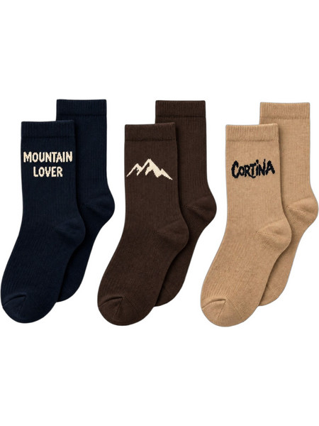 Fila Mountain Lover Ανδρικές Κάλτσες Ψηλές με Σχέδια Navy Μπλε Σοκολατί Ταμπά 3Pack F5521-814