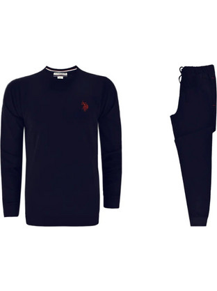 U.S. Polo Assn. Χειμωνιάτικες Ανδρικές Πιτζάμες Βαμβακερές Μαύρες 44170002001016-177