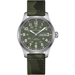 Hamilton Khaki Field Ανδρικό Ρολόι Αυτόματο με Χακί Δερμάτινο Λουράκι H70535061