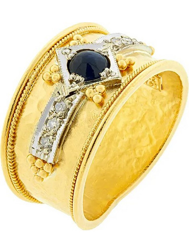 Million Diamonds Γυναικείο Δαχτυλίδι από Χρυσό 22K Χρυσό με Διαμάντι & Ζαφείρι RK3969