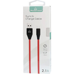 Καλώδιο USB Σε Micro USB Cable Alu Copper 1m Κόκκινο Powertech PTR-0011