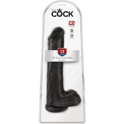 Pipedream King Cock 13" With Balls Ρεαλιστικό Dildo με Βεντούζα & Όρχεις 33cm Μαύρο