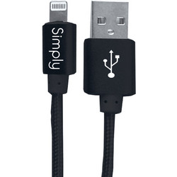 Simply Καλώδιο Data USB to MFI Lightning USB 1,5m Πλεκτό Μαύρο