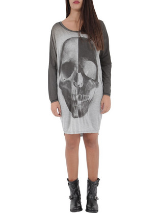 Religion Skull Mini Καθημερινό Φόρεμα Γκρι B134DSD33
