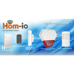 Hom-io ALARM 2 Ασύρματο Σύστημα Συναγερμού με 1 Ανιχνευτή Κίνησης, 1 Αισθητήρα Πόρτας, 1 Σειρήνα, 1 Τηλεχειριστήριο, 2 Tag, Πληκτρολόγιο