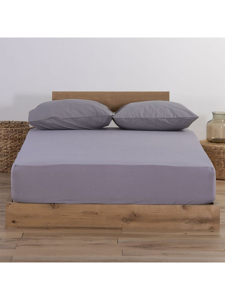 Nef-Nef Σεντόνι Διπλό Βαμβακερό με Λάστιχο 140x200+30 Jersey 726 Light Grey