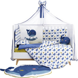 Bebe Stars Whale Σετ Κούνιας White/Blue 9τμχ