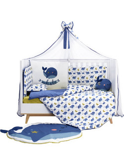 Bebe Stars Whale Σετ Κούνιας White/Blue 9τμχ