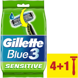 Gillette Blue 3 Sensitive Ξυραφάκι μιας Χρήσης με 3 Λεπίδες & Λιπαντική Ταινία 5τμχ