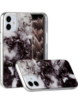 Θήκη Σιλικόνης TPU Σχέδιο Μάρμαρο για iPhone 12 mini - Μαύρο με Λευκό