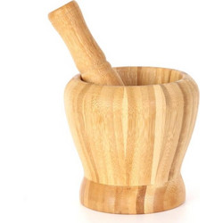 Σετ Γουδί και Γουδοχέρι από Bamboo Κατάλληλο για το πλυντήριο Πιάτων, 10.5x10.5x16.7 cm - Aria Trade