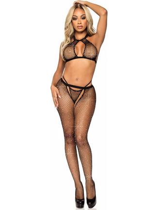 Fishnet top, g-string & tights - Leg Avenue