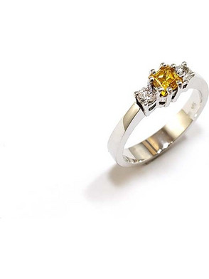 Δαχτυλίδι λευκόχρυσο 14Κ με citrine
