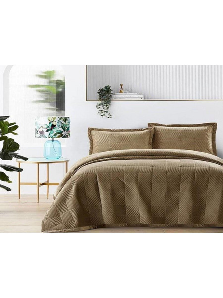 Κουβερλί Υπέρδιπλο Coffee Luxury Velvet Γαρύφαλλο 220x240