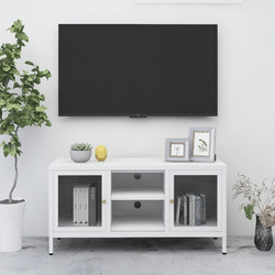 vidaXL Έπιπλο Τηλεόρασης Μεταλλικό Λευκό Μ105xΠ35xΥ52cm 336059