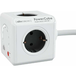 ALLOCACOC EU Power Cube 4 Θέσεων με καλώδιο Extended WiFi Πολύπριζο 1.5μ. - Γκρι - 9710/DEEXWF