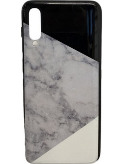 Samsung Galaxy A50 - Case Θήκη Σιλικόνης με σχέδιο σχήματα (Μαύρο-Λευκό-Marble) oem