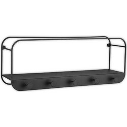 Κρεμάστρα Με Ράφι Linda 1750102 50x18x15cm Black Mirrors & More Μέταλλο