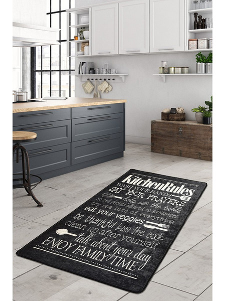 Πατάκι κουζίνας Kitchen - Μαύρο 50% Βελουτέ / 50% Πολυέστερ 80x150 εκ