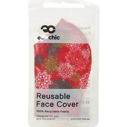 Eco Chic Face Cover Red Floral Xmas Mandalas M21 1τμχ