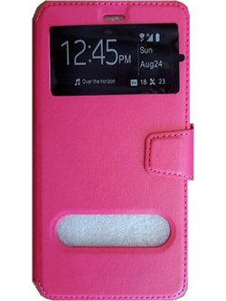 Θήκη flip με Call Display, δυνατότητα απάντησης και STAND για LG K10 (2017) - Φούξια