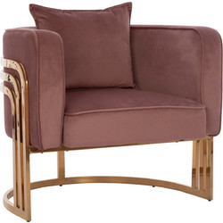 HomeMarkt Πολυθρόνα Βελούδινη Ροζ Tiana HM8738.02