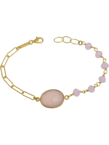 Γυναικείο επίχρυσο βραχιόλι 925 Pink Quartz 042289 042289 Ασήμι