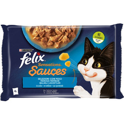 Purina Felix Sensations Sauces with Salmon & Sardines in Gravy 4x85gr