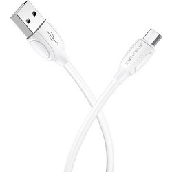 USB A 2.0 Fast Charging 2.4A - Data Cable Male To Micro USB B Male White 1m Καλώδιο Φόρτισης & Δεδομένων Borofone BX19