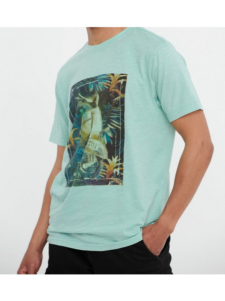 T-SHIRT FUNKY BUDDHA ΜΕ ΤΥΠΩΜΑ TURQUOISE