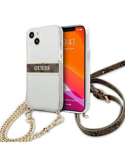 Guess Gold Chain Back Cover Brown Strap (iPhone 13 mini)