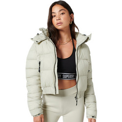Superdry D1 Crop Fuji Γυναικείο Μπουφάν Χειμωνιάτικο Puffer Κοντό Εκρού W5011001A-CQ4
