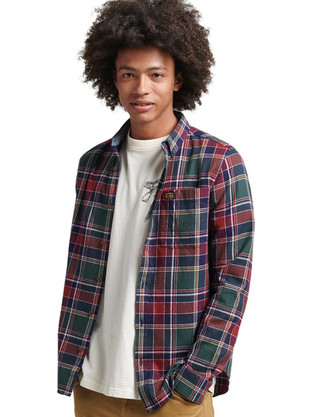 Superdry Ανδρικό Πουκάμισο Βαμβακερό Καρό Μακρυμάνικο Κανονική Γραμμή Overshirt Πολύχρωμο M4010560A-7UL